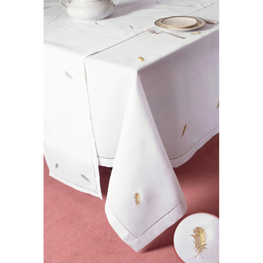 Καρέ (100x100) με Αζούρ και Κέντημα Πούπουλο Newhome YL1011 Χρυσό