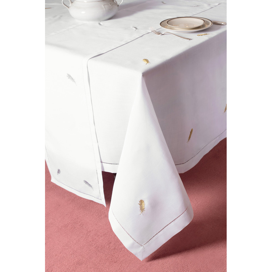 Καρέ (100x100) με Αζούρ και Κέντημα Πούπουλο Newhome YL1011 Χρυσό