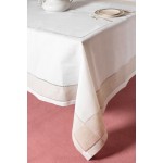 Τραπεζομάντηλο 6 ατόμων (140x180) Μονόχρωμο με φάσα και αζούρ Newhome 813A Ivory/Άμμος