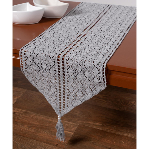 Διακοσμητική Πλεκτή Τραβέρσα (32x160) Μονόχρωμη με Μύτη Newhome C210 Γκρι