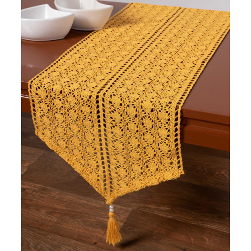 Διακοσμητική Πλεκτή Τραβέρσα (32x160) Μονόχρωμη με Μύτη Newhome C210 Κροκί