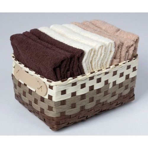 Σετ 9 τεμάχια Λαβέτες (30x30) σε Καλάθι Newhome Lave Uno Καφέ-Μπεζ