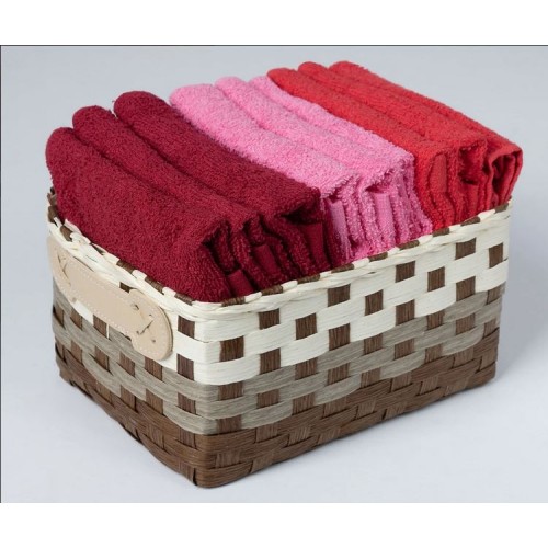 Σετ 9 τεμάχια Λαβέτες (30x30) σε Καλάθι Newhome Lave Uno Κόκκινο-Ροζ