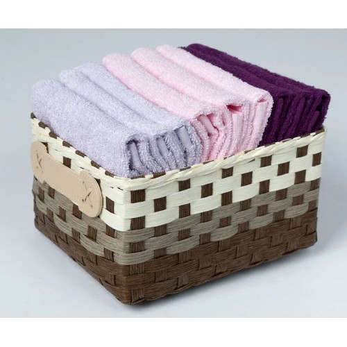 Σετ 9 τεμάχια Λαβέτες (30x30) σε Καλάθι με Καρώ Newhome Lave Due Μωβ-Ροζ