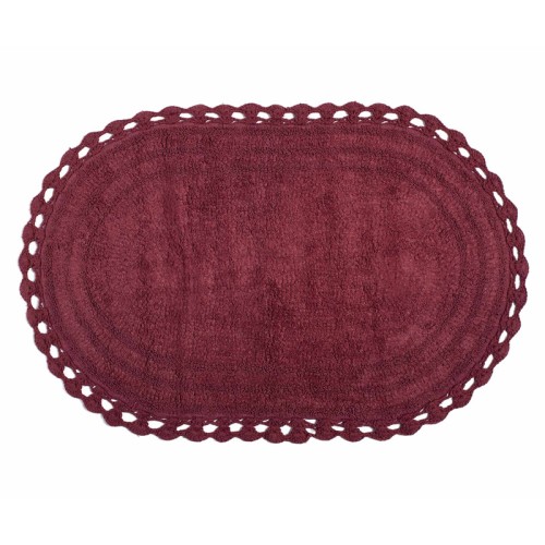 Πατάκι Μπάνιου (60x100) Βαμβακερό με Δαντέλα Newhome Oval Burgundy