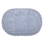 Πατάκι Μπάνιου (60x100) Βαμβακερό με Δαντέλα Newhome Oval Σιέλ