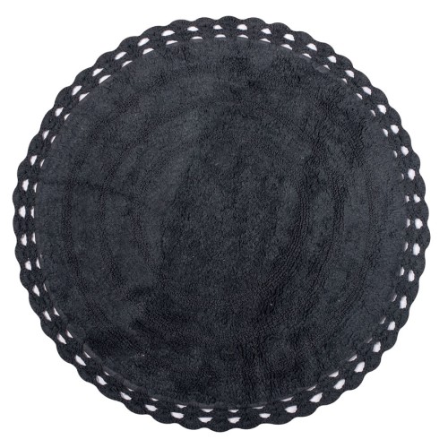 Πατάκι Μπάνιου (Φ70 εκ.) Βαμβακερό με Δαντέλα Newhome Στρογγυλό (Round) Anthracite