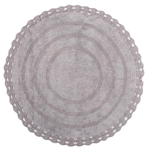 Πατάκι Μπάνιου (Φ70 εκ.) Βαμβακερό με Δαντέλα Newhome Στρογγυλό (Round) Grey