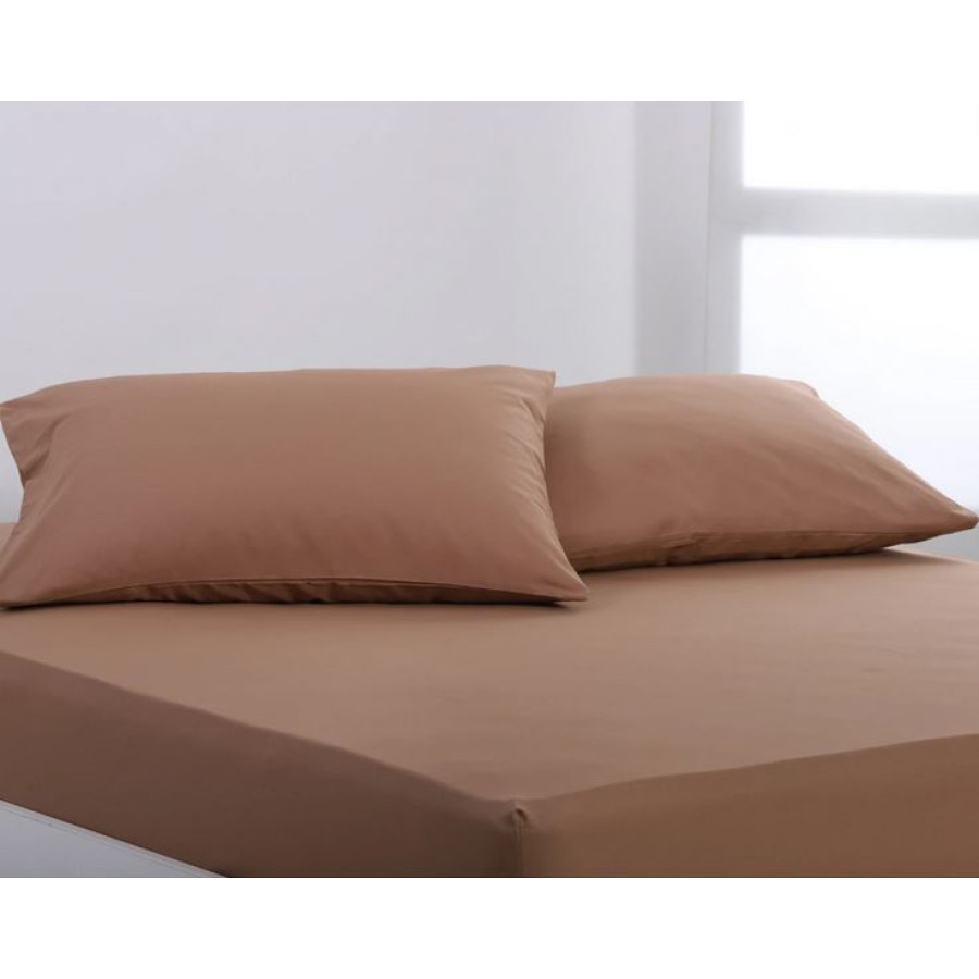 Πανωσέντονο-Σεντόνι χωρίς Λάστιχο Υπέρδιπλο (225x267) Βαμβακερό Newhome Essentials Praline (Καφέ)