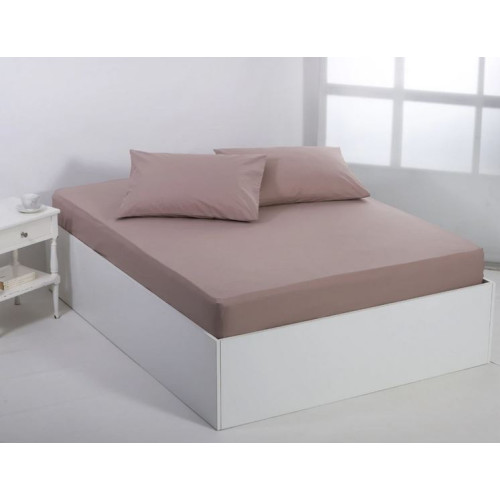 Κατωσέντονο με Λάστιχο Διπλό (165x200+35) Βαμβακερό Newhome Essentials Mashroom (Μπεζ)