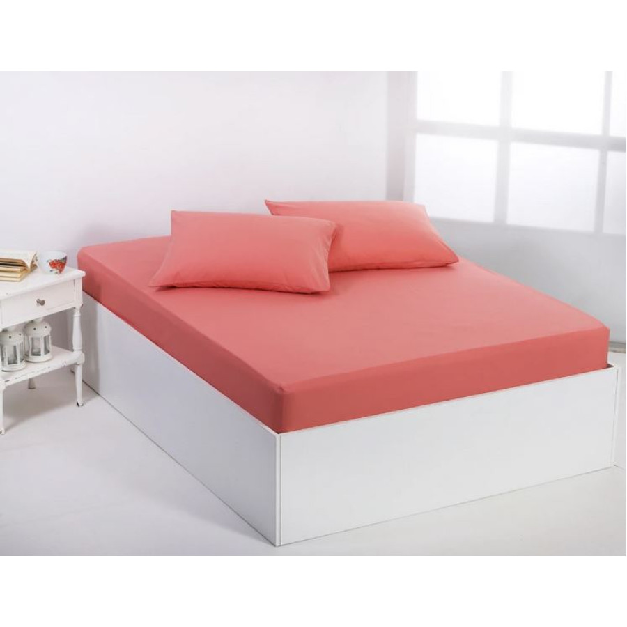 Πανωσέντονο-Σεντόνι χωρίς Λάστιχο Μονό (165x267) Βαμβακερό Newhome Essentials Coral Almond (Σομόν)