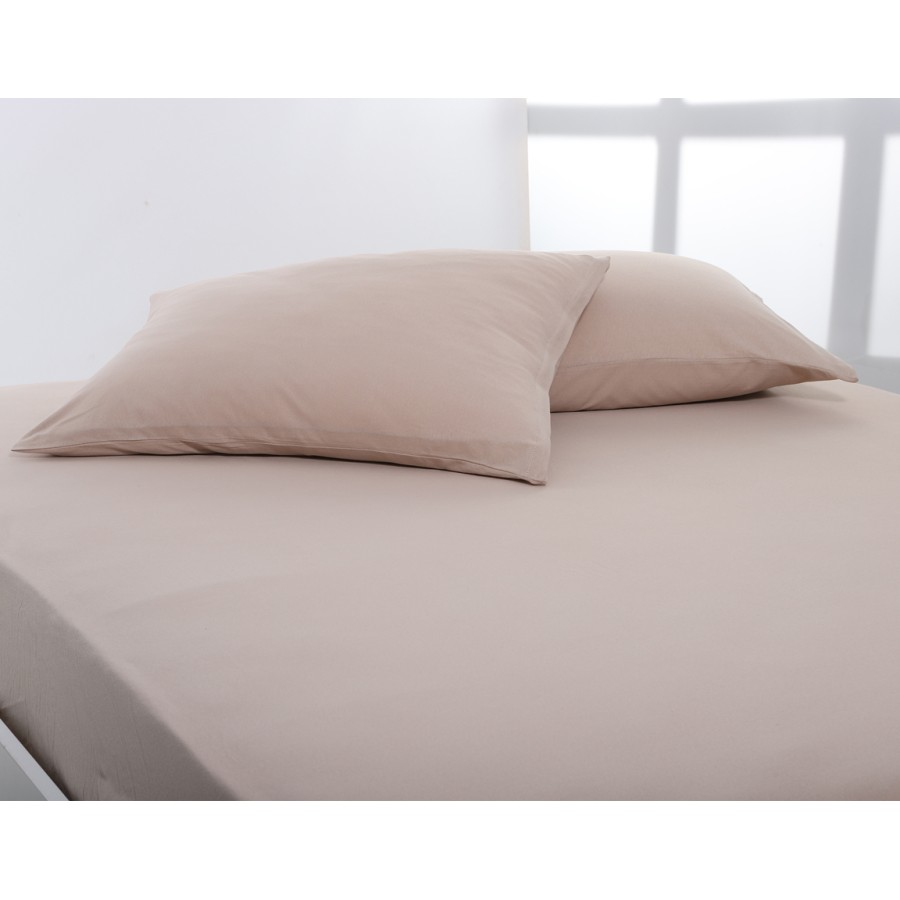 Κατωσέντονο με Λάστιχο Διπλό (160x200+35) Μονόχρωμο No Iron Newhome Jersey Dark Beige