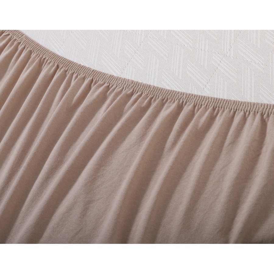 Κατωσέντονο με Λάστιχο Διπλό (160x200+35) Μονόχρωμο No Iron Newhome Jersey Dark Beige