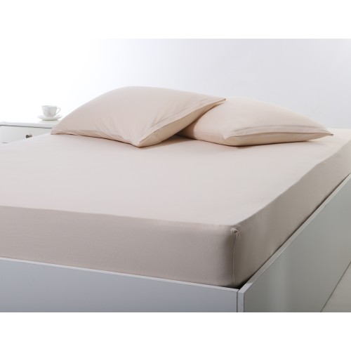 Κατωσέντονο με Λάστιχο Υπέρδιπλο (180x200+35) Μονόχρωμο No Iron Newhome Jersey Light Beige