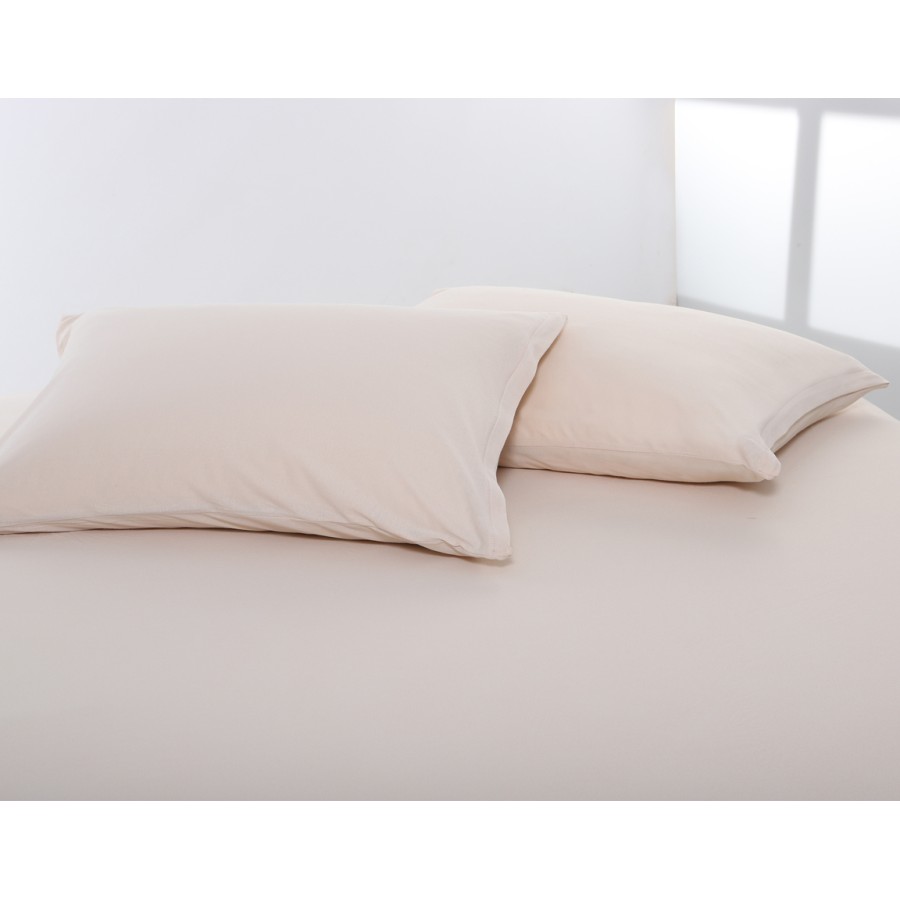 Κατωσέντονο με Λάστιχο Υπέρδιπλο (180x200+35) Μονόχρωμο No Iron Newhome Jersey Light Beige