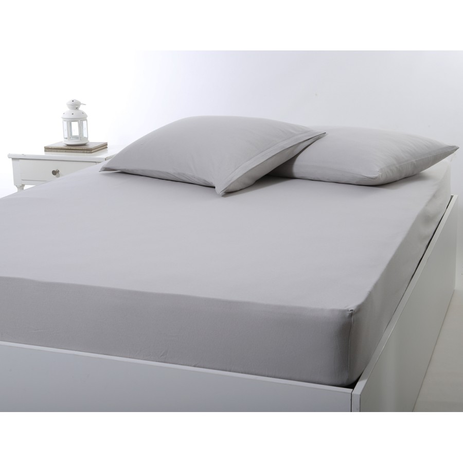 Κατωσέντονο με Λάστιχο Μονό (100x200+35) Μονόχρωμο No Iron Newhome Jersey Light Grey