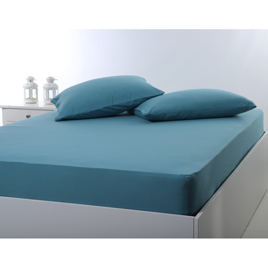 Κατωσέντονο με Λάστιχο Υπέρδιπλο (180x200+35) Μονόχρωμο No Iron Newhome Jersey Petrol