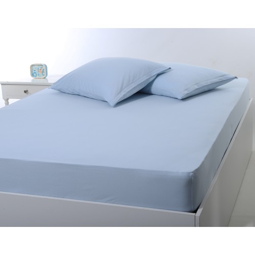 Κατωσέντονο με Λάστιχο Υπέρδιπλο (180x200+35) Μονόχρωμο No Iron Newhome Jersey Siel