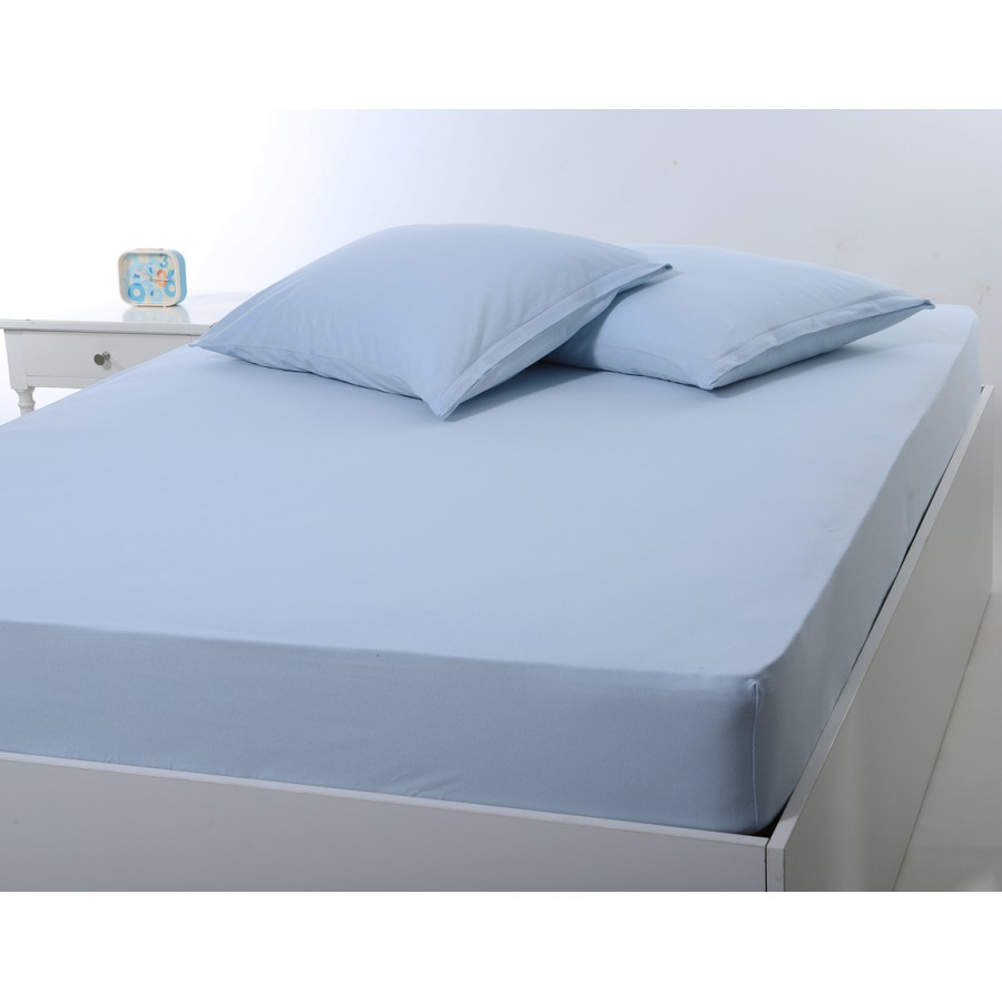 Κατωσέντονο με Λάστιχο Υπέρδιπλο (180x200+35) Μονόχρωμο No Iron Newhome Jersey Siel