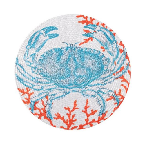 Σουπλά Στρογγυλό (Διάμετρος 38 εκ.) Βαμβακερό Newhome 2324 Γαλάζιο Καβούρι