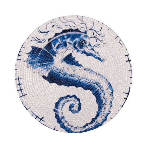 Σουπλά Στρογγυλό (Διάμετρος 38 εκ.) Βαμβακερό Newhome 2326 Μπλε Ιππόκαμπος