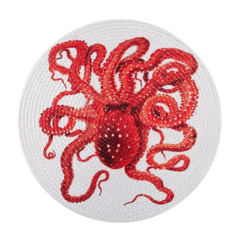 Σουπλά Στρογγυλό (Διάμετρος 38 εκ.) Βαμβακερό Newhome 2333 Κόκκινο Χταπόδι