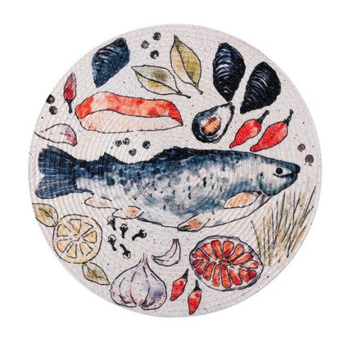 Σουπλά Στρογγυλό (Διάμετρος 38 εκ.) Βαμβακερό Newhome 2359 Ψάρι στο Πιάτο