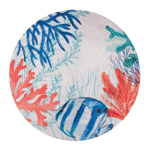 Σουπλά Στρογγυλό (Διάμετρος 38 εκ.) Βαμβακερό Newhome 2363 Βυθός με Κοράλλια