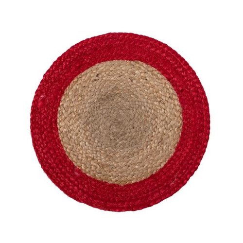 Σουπλά Στρογγυλό (Διάμετρος 38 εκ.) Γιούτα Δίχρωμο Newhome Jute Plain Natural/Red