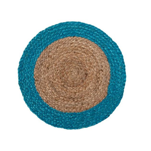Σουπλά Στρογγυλό (Διάμετρος 38 εκ.) Γιούτα Δίχρωμο Newhome Jute Plain Natural/Τυρκουάζ