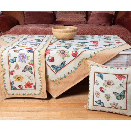 Τραπεζοκαρέ (140x140) Στόφα Ζακάρ Newhome 14252 με Πεταλούδες