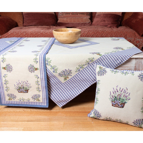 Καρέ (90x90) Στόφα Ζακάρ Newhome 14253 με Λεβάντες