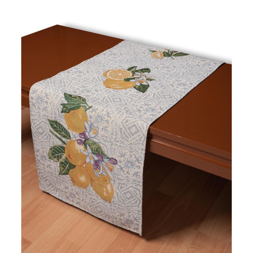 Τραβέρσα (45x150) Στόφα Ζακάρ Ισπανίας Newhome Lia με Λεμόνια