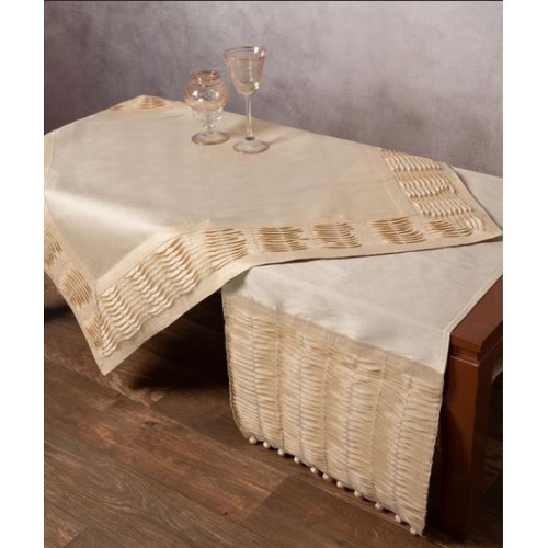 Καρέ (85x85) ταφτάς Newhome 3819 Πλισέ Εκρού