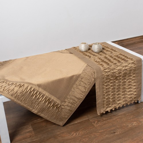 Τραπεζοκαρέ (130x130) ταφτάς μονόχρωμο Newhome 8373 χρυσό