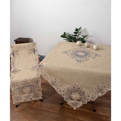 Τραπεζοκαρέ (140x140) με τούλι Newhome YL189-021A μπεζ