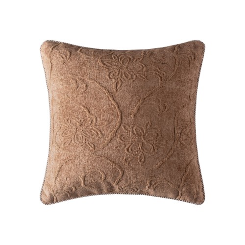 Διακοσμητική Μαξιλαροθήκη Φιγούρας (45x45) Σενίλ Ανάγλυφη Newhome 055 κάμελ