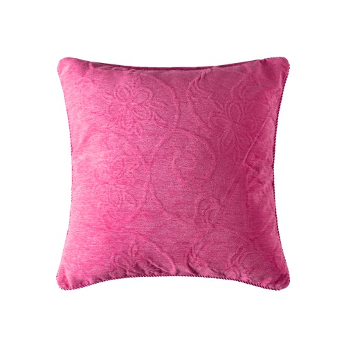 Διακοσμητική Μαξιλαροθήκη Φιγούρας (45x45) Σενίλ Ανάγλυφη Newhome 055 φούξια