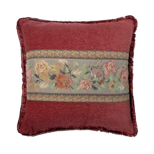 Διακοσμητική Μαξιλαροθήκη Φιγούρας (65x65) Newhome 572 μπορντό με κρόσσι