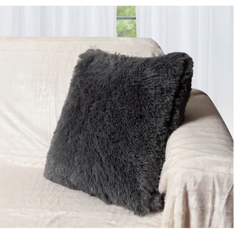 Διακοσμητική Μαξιλαροθήκη Γούνινη (45x45) Newhome Long Hair dark grey