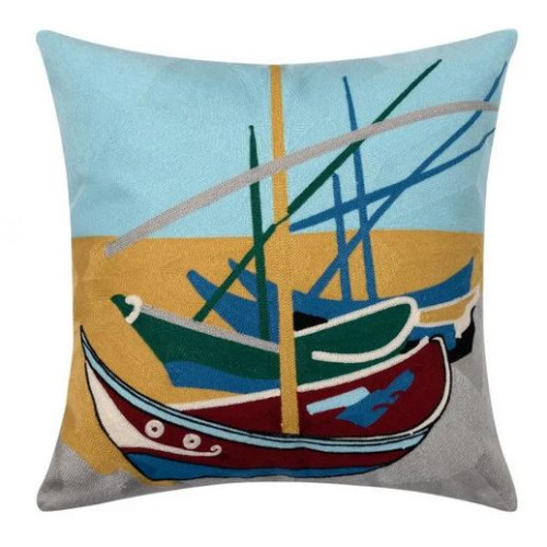 Διακοσμητική Θήκη για Μαξιλάρια Καναπέ (45x45) Ολοκέντητο Πολύγαζο Newhome 261 Καΐκια