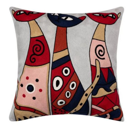 Διακοσμητική Θήκη για Μαξιλάρια Καναπέ (45x45) Ολοκέντητο Πολύγαζο Newhome 151 Γάτες