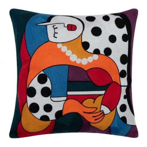 Διακοσμητική Θήκη για Μαξιλάρια Καναπέ (45x45) Ολοκέντητο Πολύγαζο Newhome 124