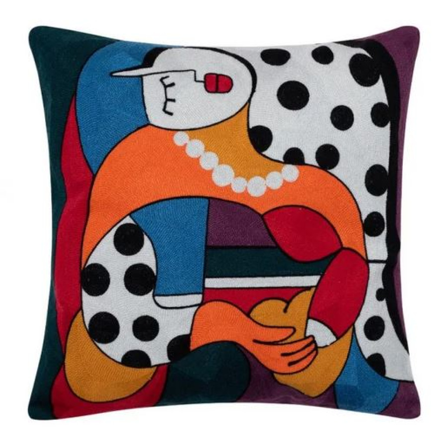 Διακοσμητική Θήκη για Μαξιλάρια Καναπέ (45x45) Ολοκέντητο Πολύγαζο Newhome 124