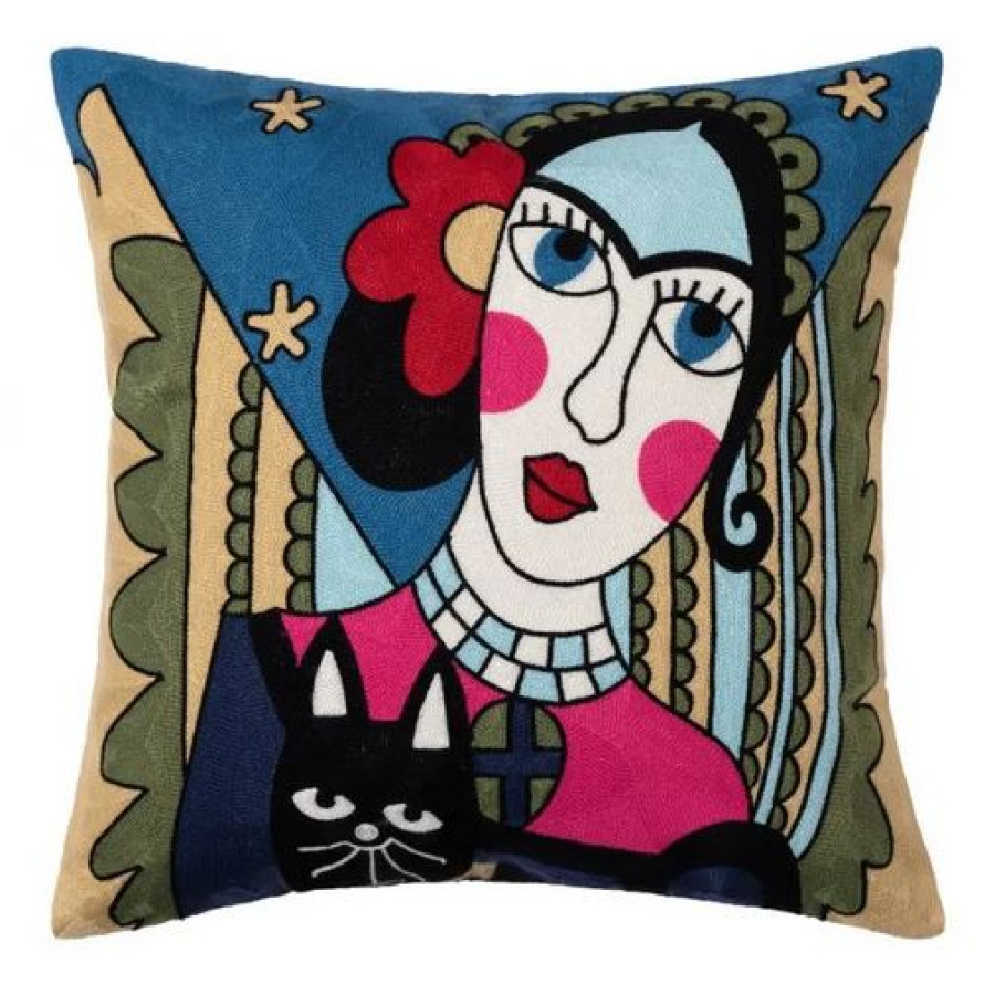 Διακοσμητική Θήκη για Μαξιλάρια Καναπέ (45x45) Ολοκέντητο Πολύγαζο Newhome 146