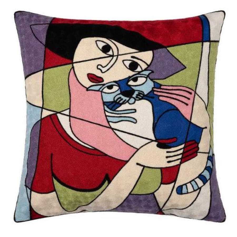 Διακοσμητική Θήκη για Μαξιλάρια Καναπέ (45x45) Ολοκέντητο Πολύγαζο Newhome K16