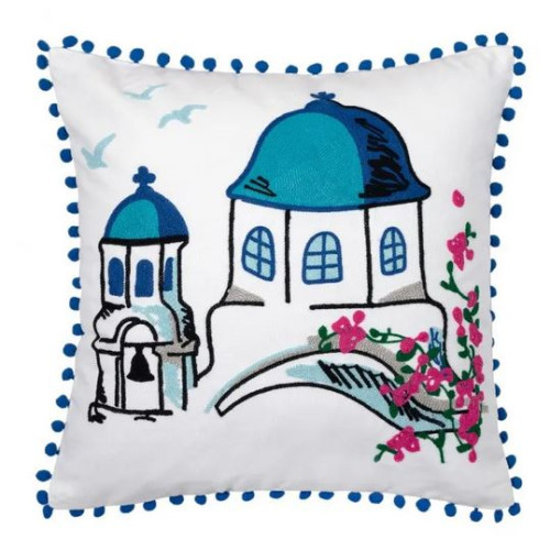 Διακοσμητική Θήκη για Μαξιλάρια Καναπέ (45x45) Ολοκέντητο Πολύγαζο Πον Πον Newhome 254