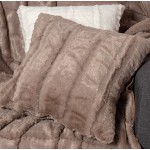 Διακοσμητική Μαξιλαροθήκη Γούνινη (45x45) Ανάγλυφη Newhome Stripe καφέ