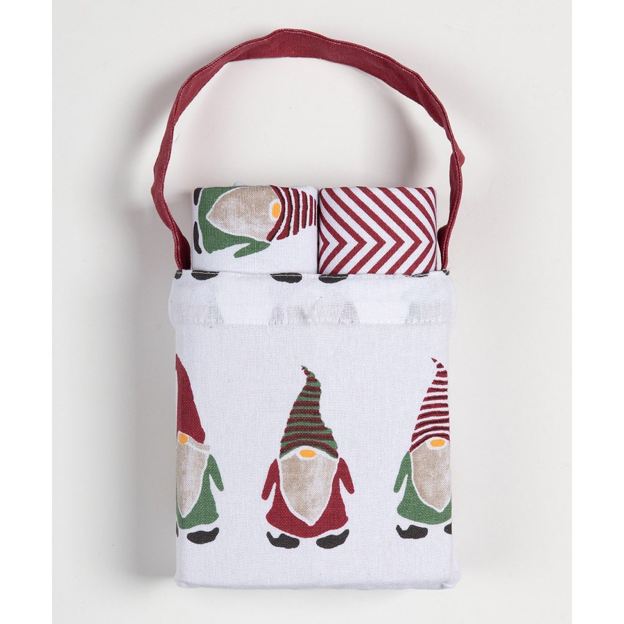 Χριστουγεννιάτικο Σετ Δώρου 2 Ποτηρόπανα (40x65) σε Τσαντάκι Newhome BS72111