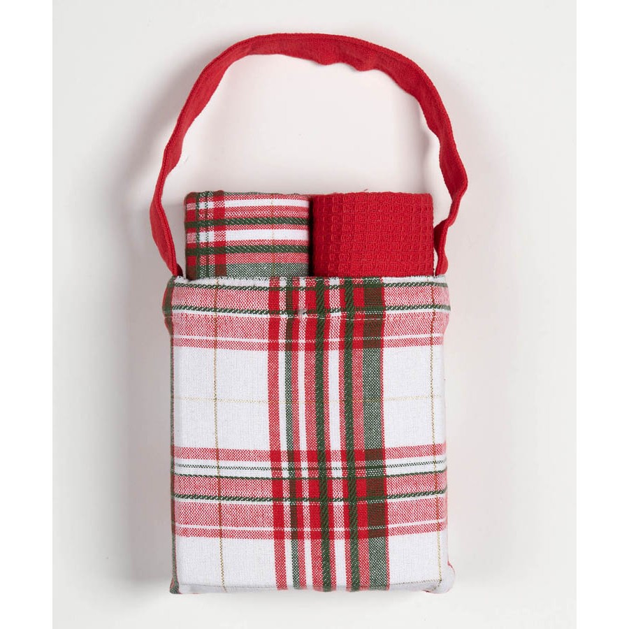 Χριστουγεννιάτικο Σετ Δώρου 2 Ποτηρόπανα (40x65) σε Τσαντάκι Newhome BS72115